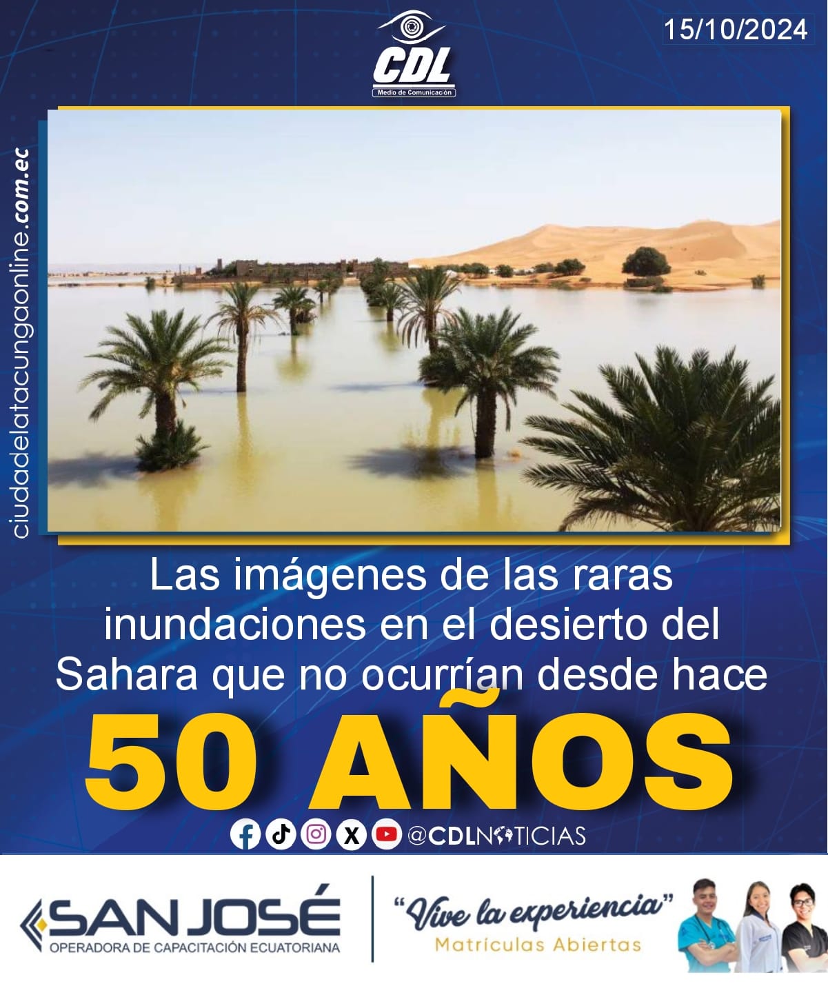 Las imágenes de las raras inundaciones en el desierto del Sahara que no ocurrían desde hace 50 años