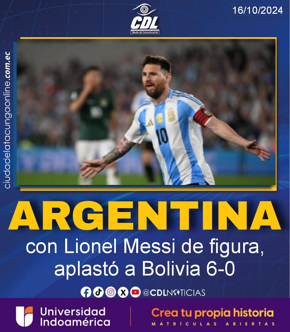 Argentina, con Lionel Messi de figura, aplastó a Bolivia 6-0