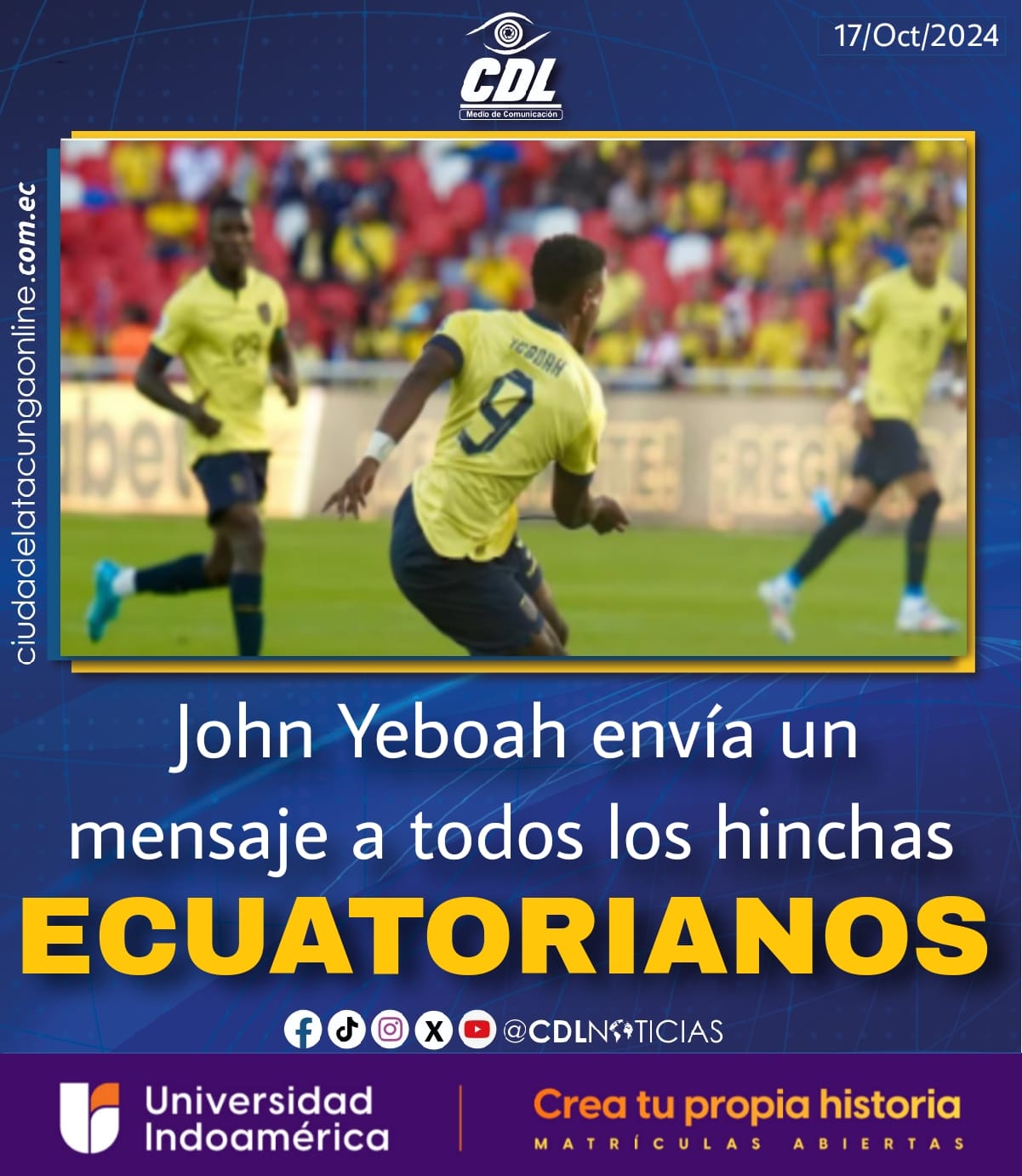 John Yeboah envía un mensaje a todos los hinchas ecuatorianos