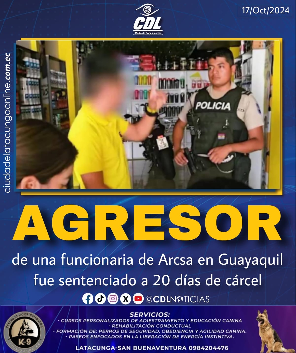 El agresor de una funcionaria de Arcsa en Guayaquil fue sentenciado a 20 días de cárcel