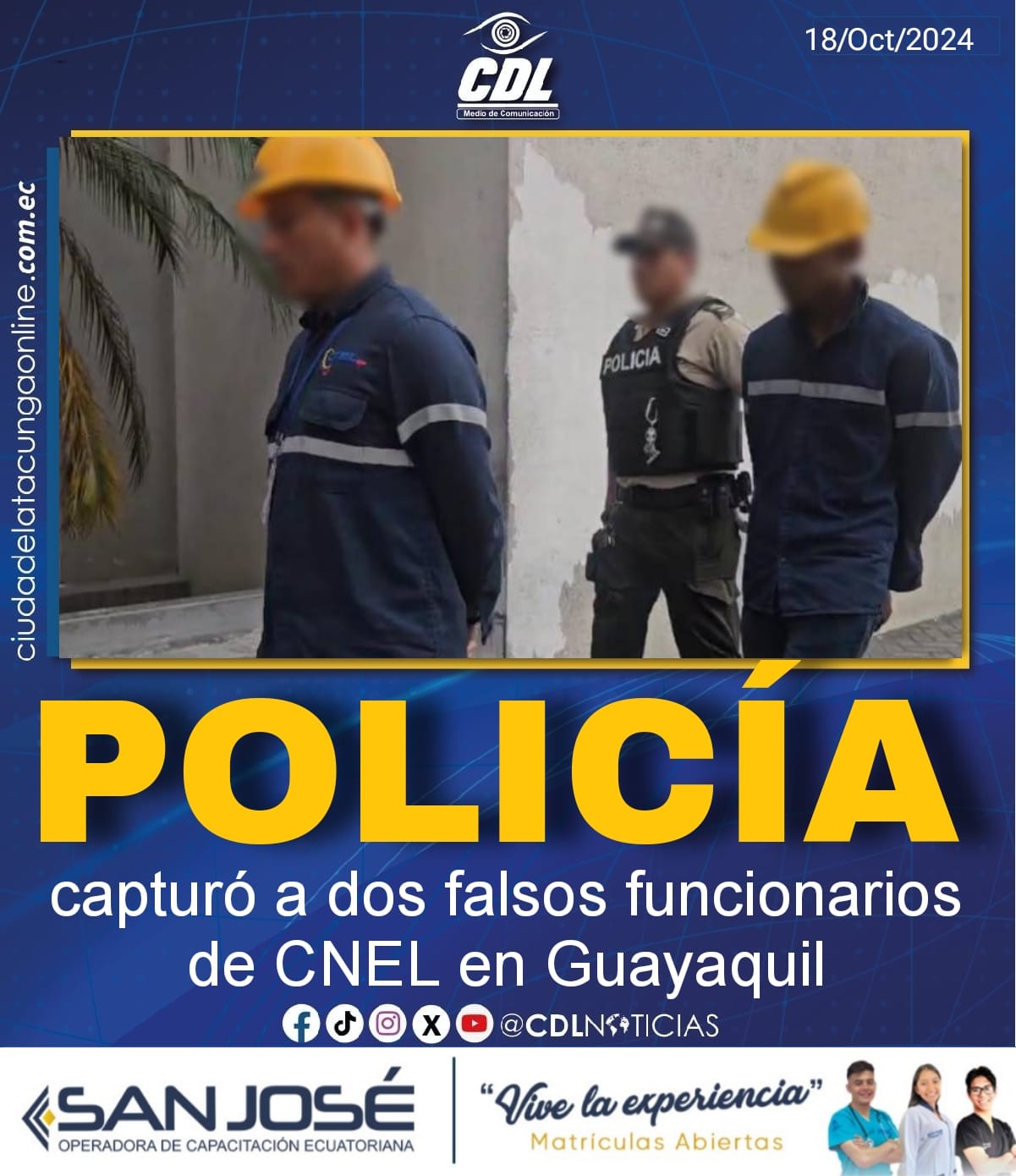 La Policía capturó a dos falsos funcionarios de CNEL en Guayaquil