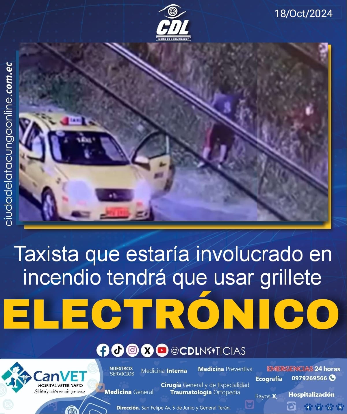Taxista que estaría involucrado en incendio tendrá que usar grillete electrónico