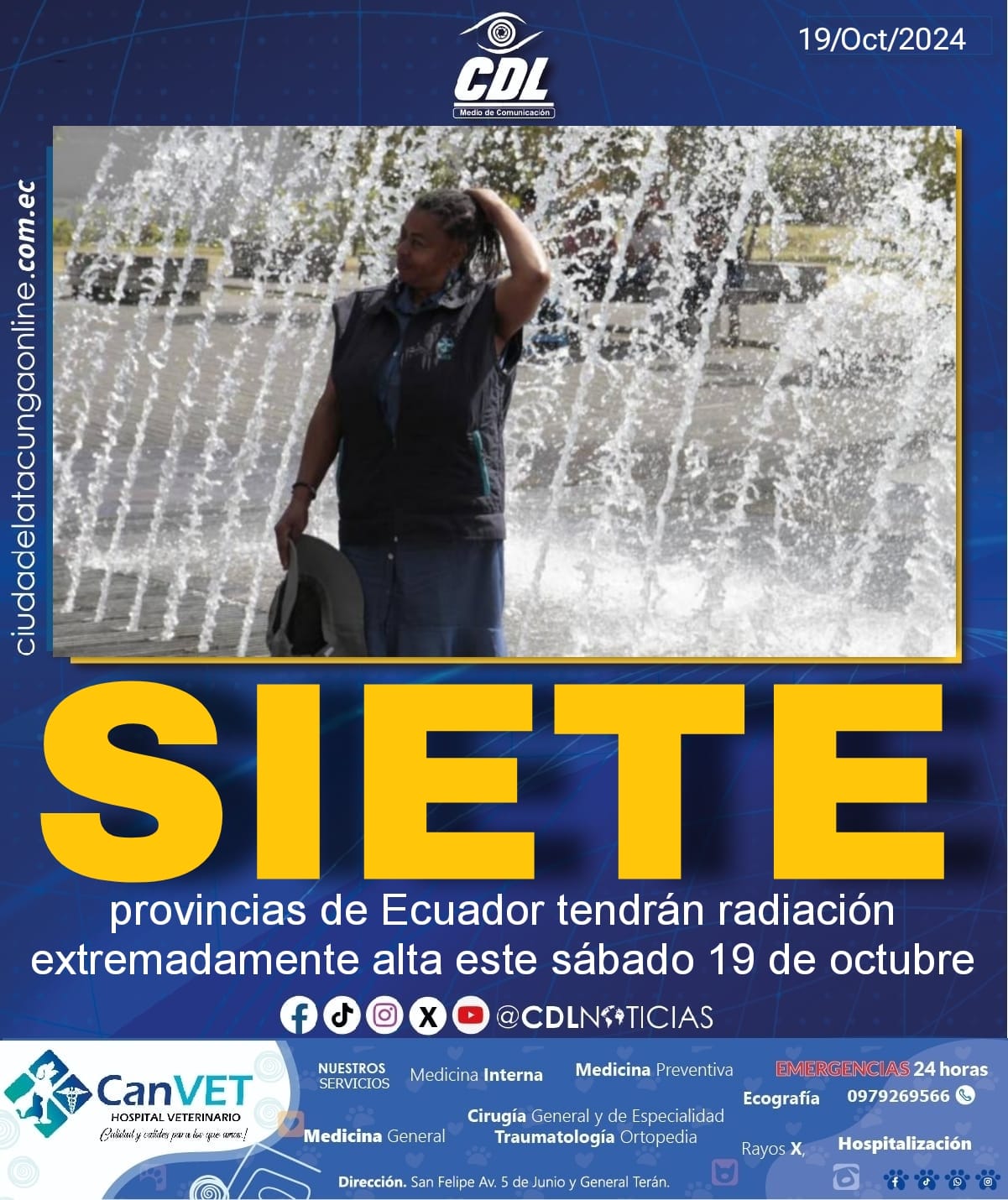 Siete provincias de Ecuador tendrán radiación extremadamente alta este sábado 19 de octubre