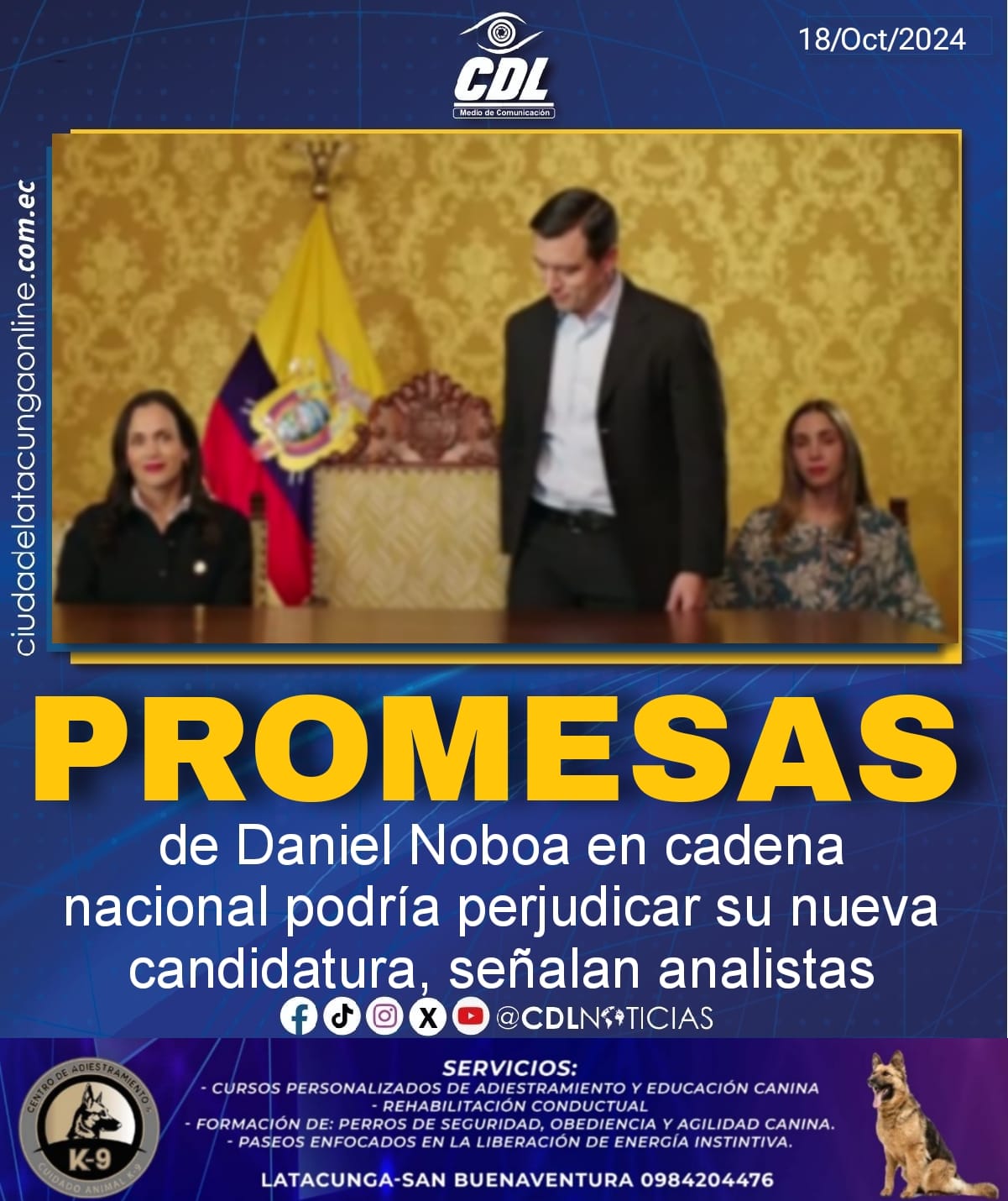 Las promesas de Daniel Noboa en cadena nacional podría perjudicar su nueva candidatura, señalan analistas