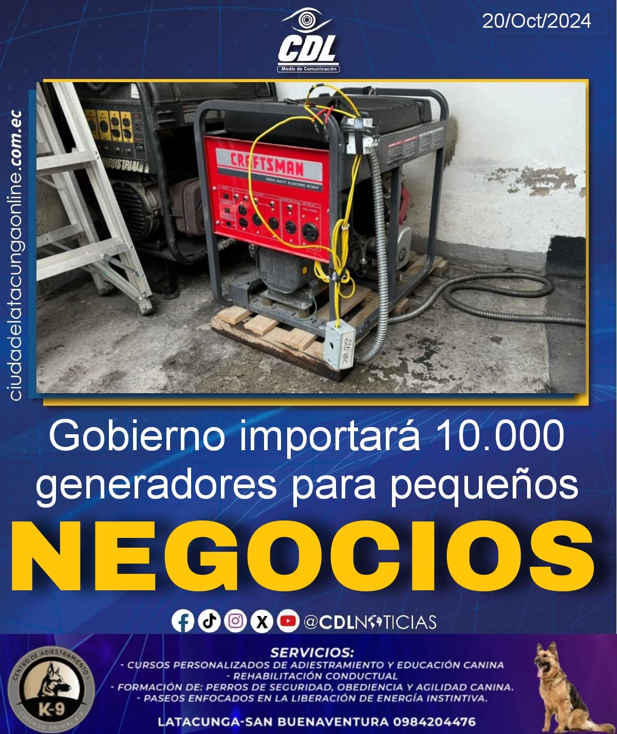 Gobierno importará 10.000 generadores para pequeños negocios. El costo se pagaría por planilla de luz