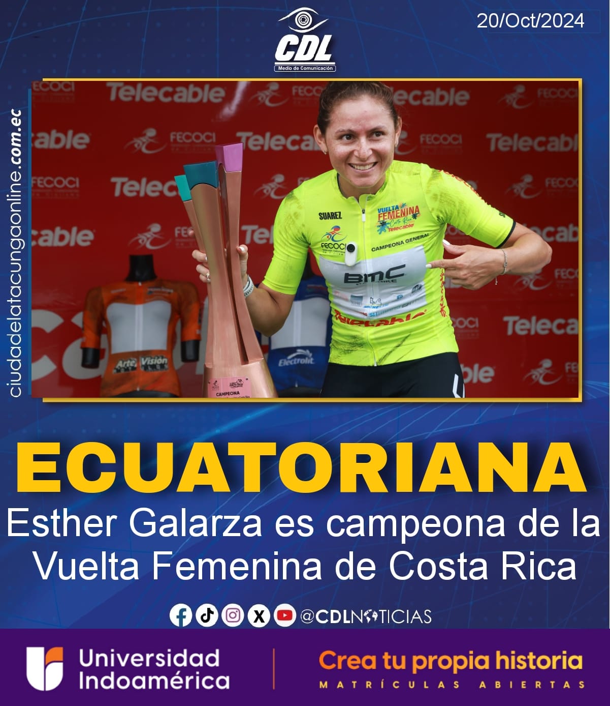 Ecuatoriana Esther Galarza es campeona de la Vuelta Femenina de Costa Rica