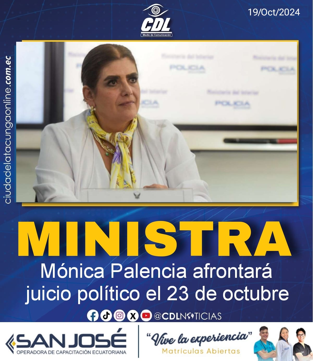Ministra Mónica Palencia afrontará juicio político el 23 de octubre