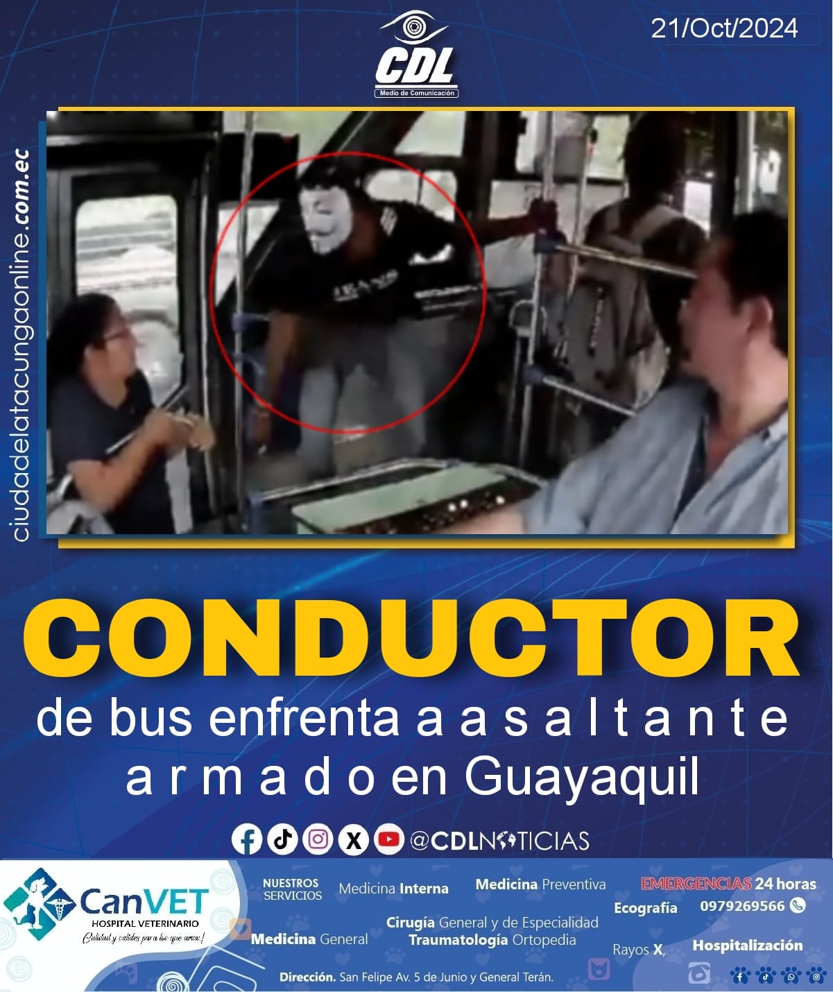 Conductor de bus enfrenta a a s a l t a n t e a r m a d o en Guayaquil