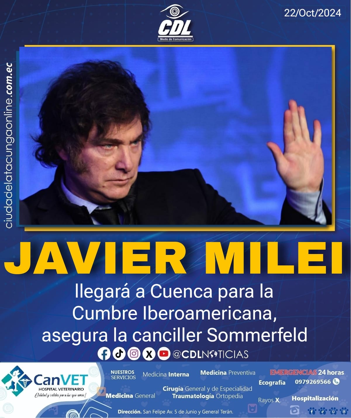 Javier Milei llegará a Cuenca para la Cumbre Iberoamericana, asegura la canciller Sommerfeld