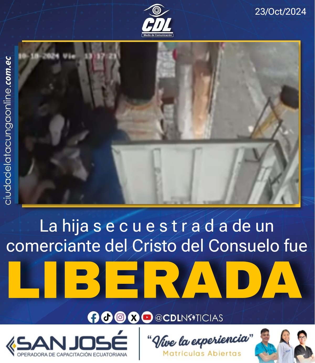 Guayaquil: La hija s e c u e s t r a d a de un comerciante del Cristo del Consuelo fue liberada