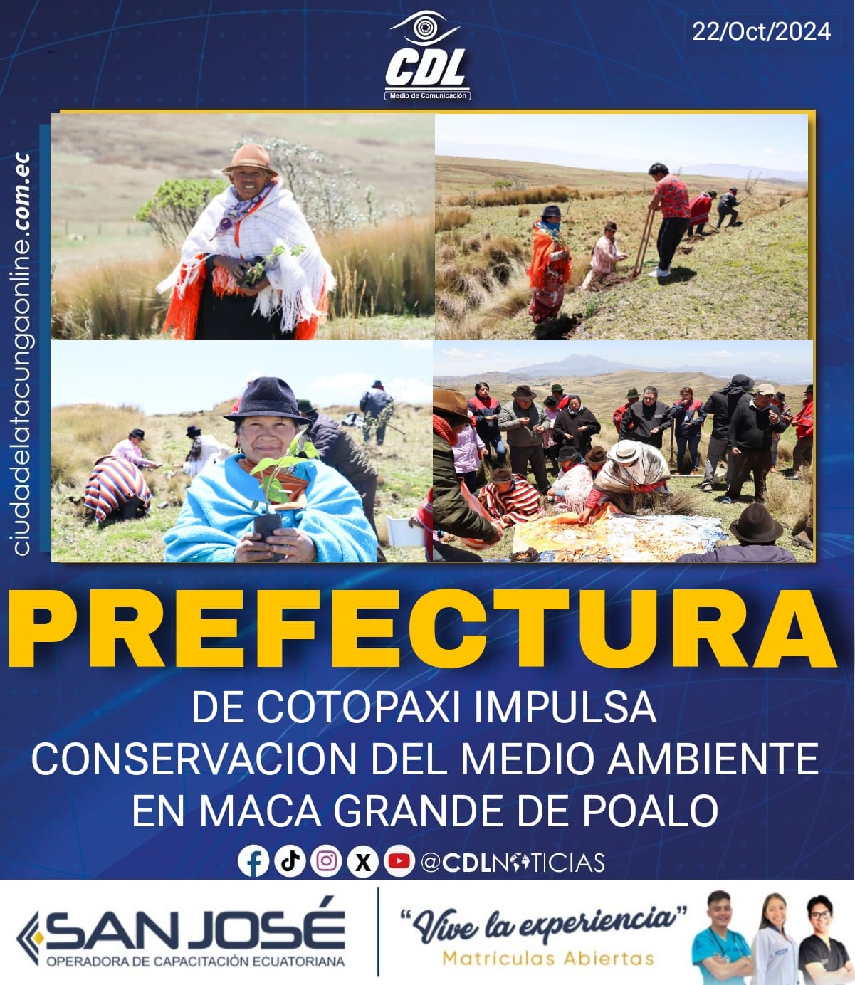 PREFECTURA DE COTOPAXI IMPULSA CONSERVACION DEL MEDIO AMBIENTE EN MACA GRANDE DE POALO