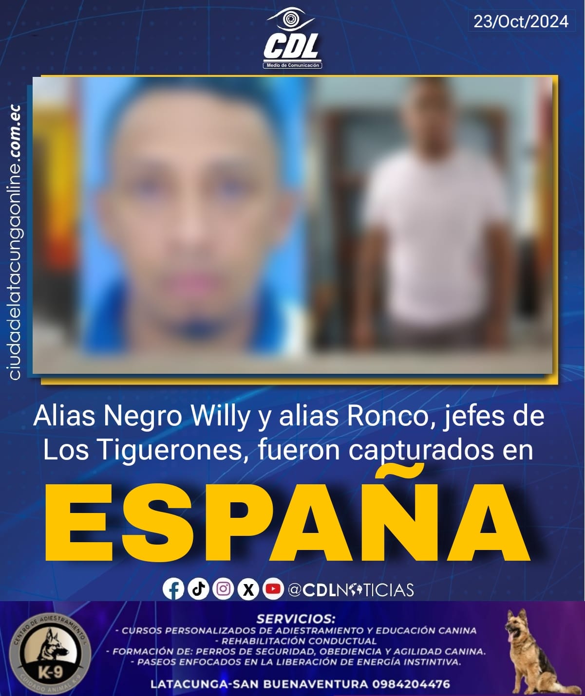 Alias Negro Willy y alias Ronco, jefes de Los Tiguerones, fueron capturados en España