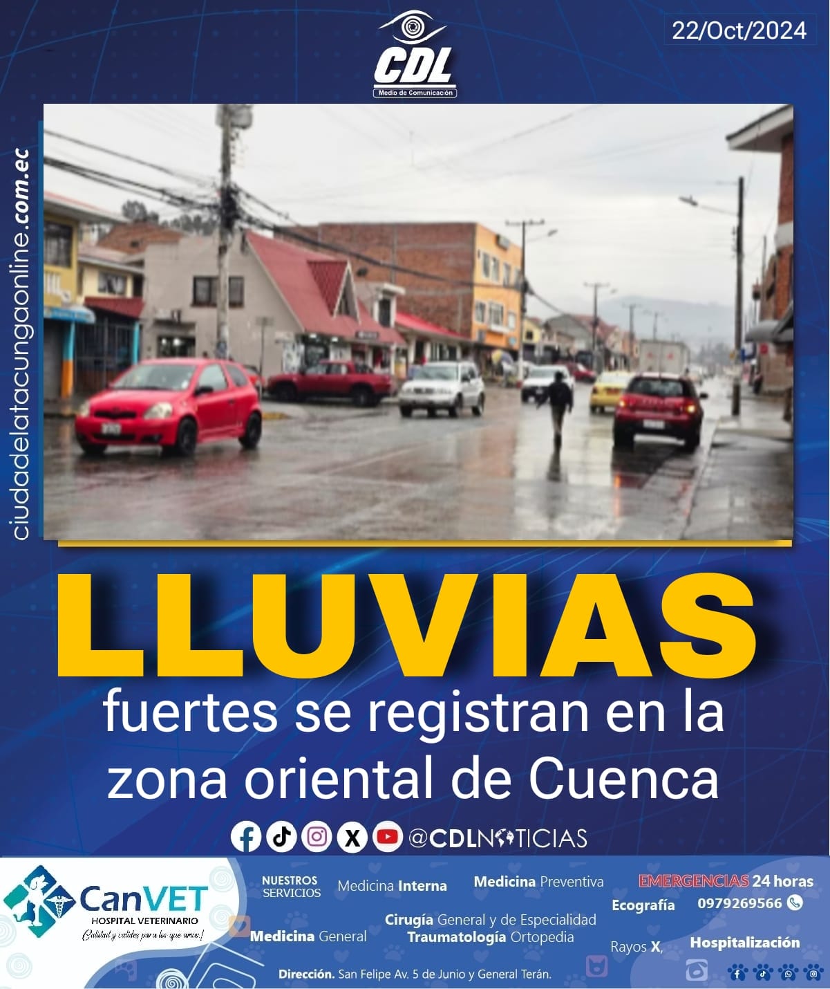Lluvias fuertes se registran en la zona oriental de Cuenca