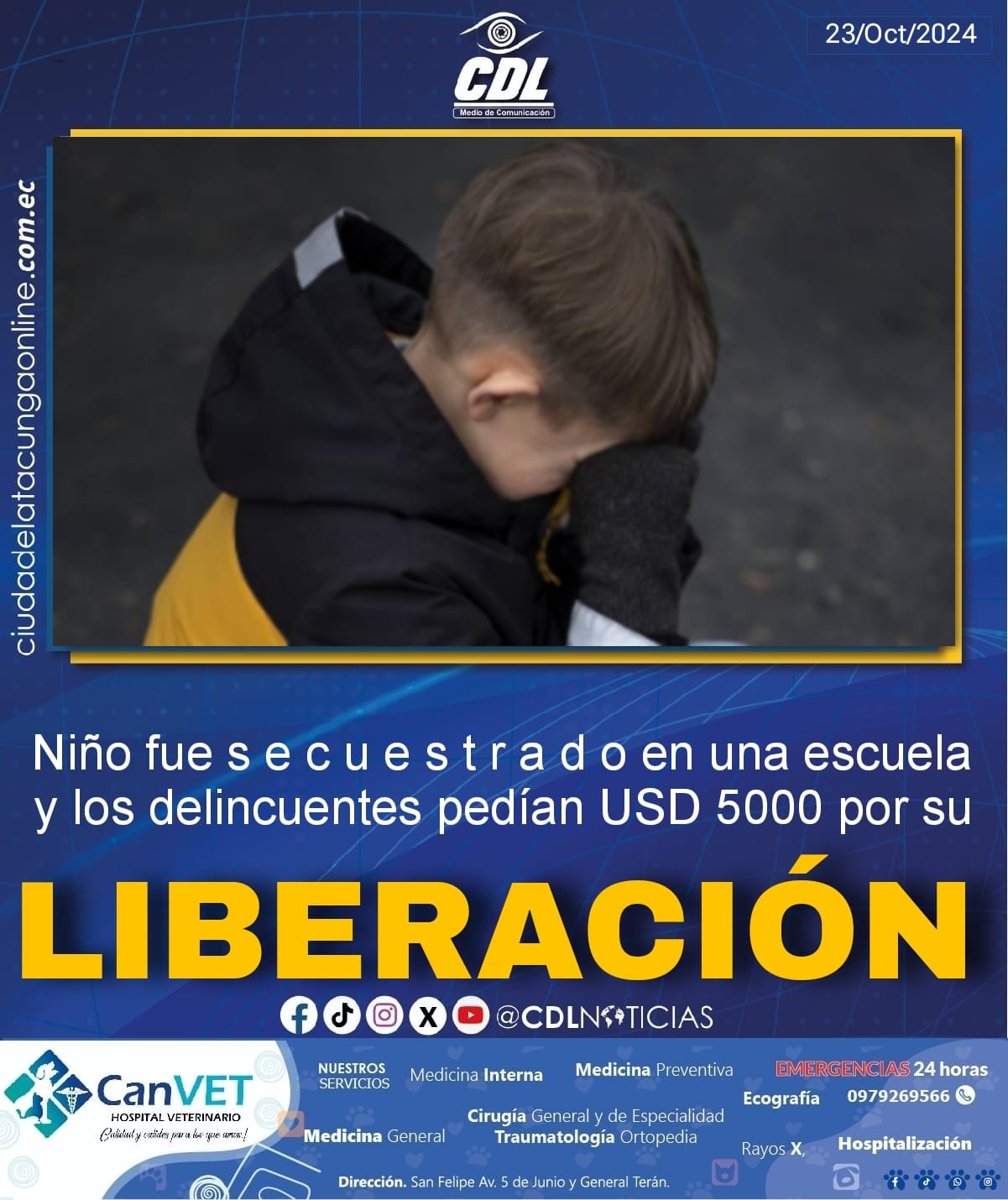 Quito: un niño fue s e c u e s t r a d o en una escuela y los delincuentes pedían USD 5000 por su liberación