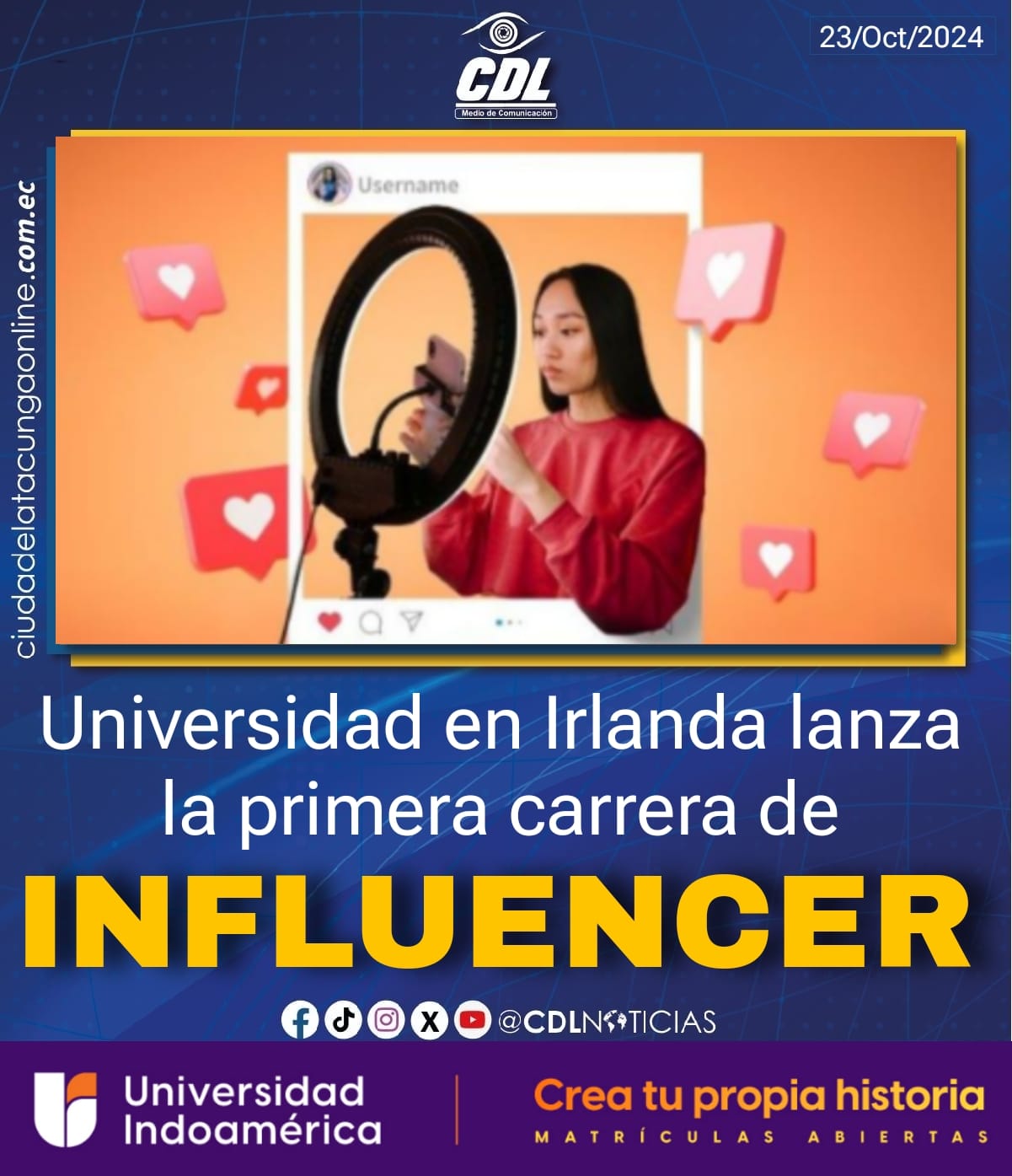 Universidad en Irlanda lanza la primera carrera de «Influencer»