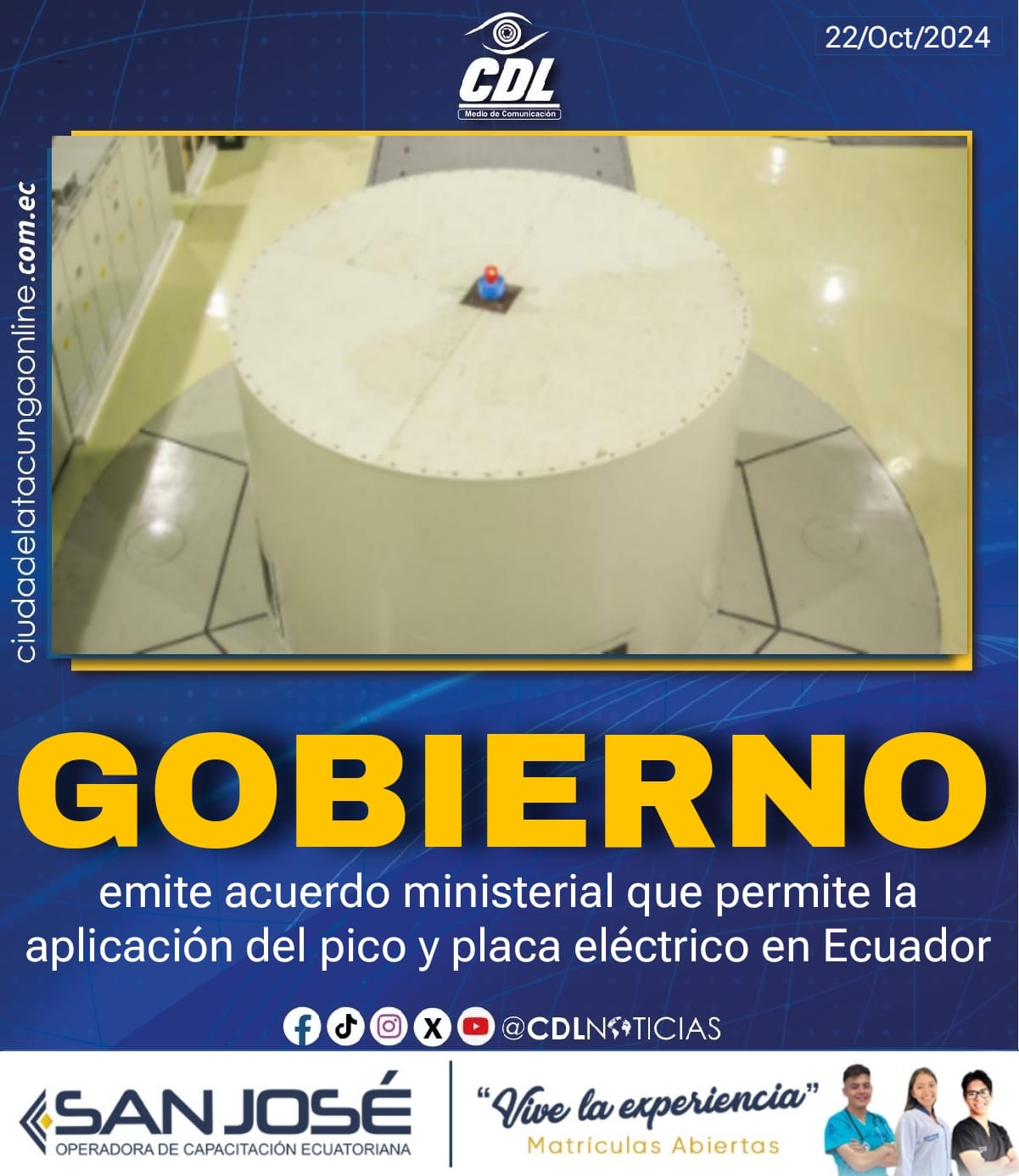 El Gobierno emite acuerdo ministerial que permite la aplicación del pico y placa eléctrico en Ecuador