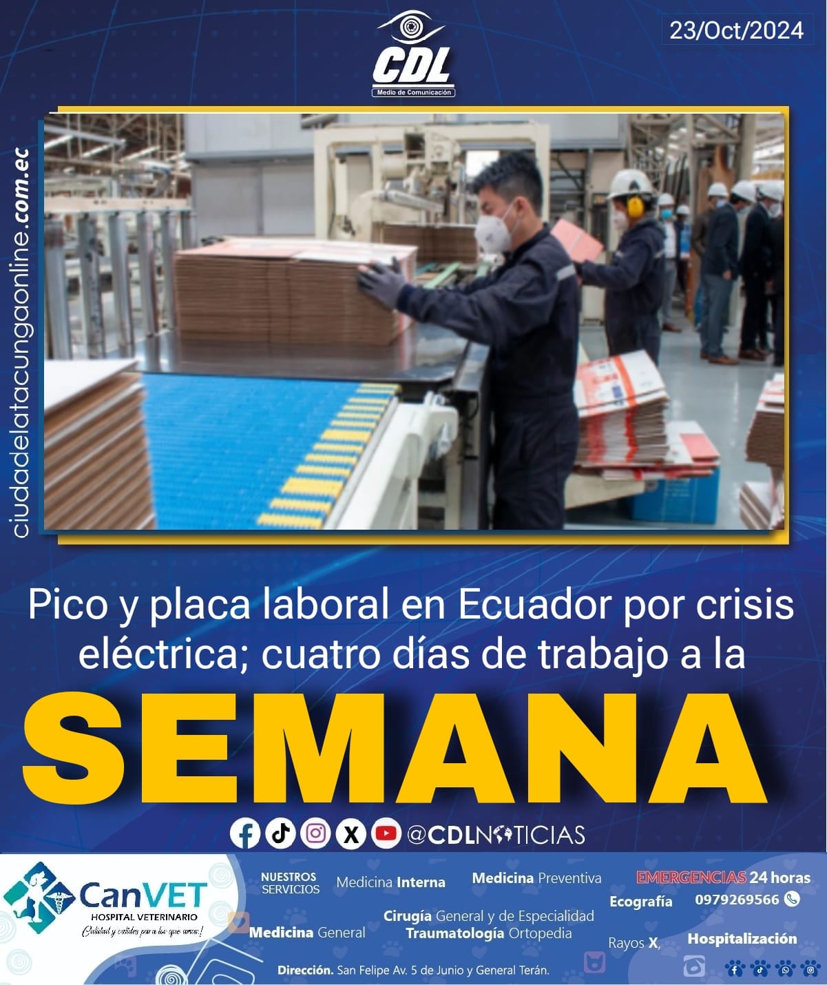 Pico y placa laboral en Ecuador por crisis eléctrica; cuatro días de trabajo a la semana