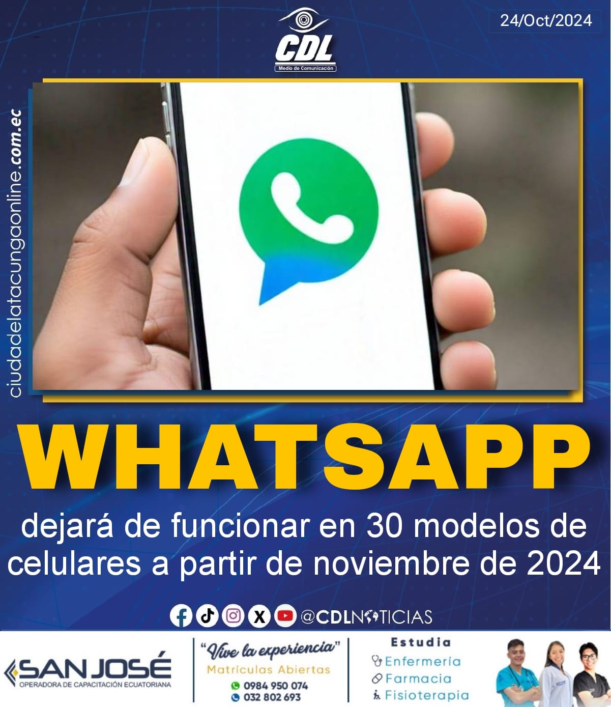 WhatsApp dejará de funcionar en 30 modelos de celulares a partir de noviembre de 2024