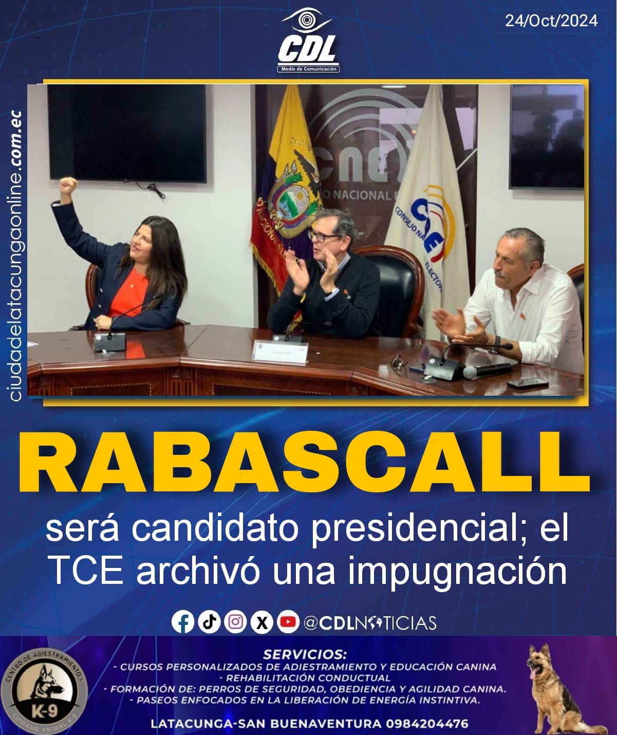 Carlos Rabascall será candidato presidencial; el TCE archivó una impugnación