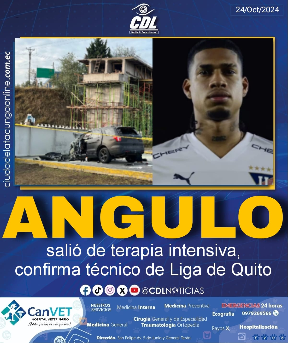 Marco Angulo salió de terapia intensiva, confirma técnico de Liga de Quito