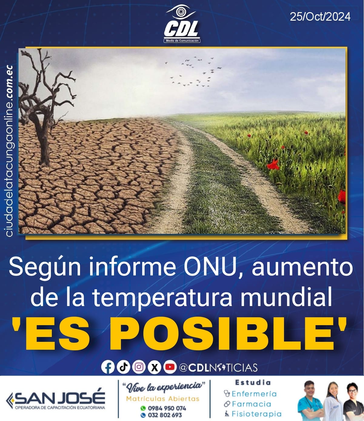 Según informe ONU, aumento de la temperatura mundial ‘es posible’