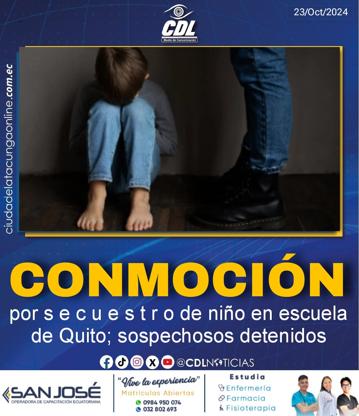 Conmoción por s e c u e s t r o de niño en escuela de Quito; sospechosos detenidos