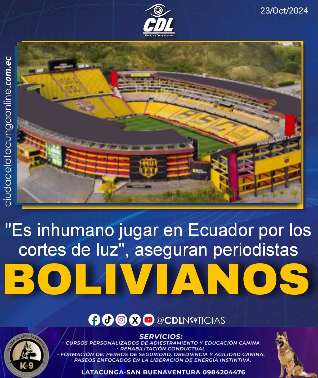 «Es inhumano jugar en Ecuador por los cortes de luz», aseguran periodistas bolivianos