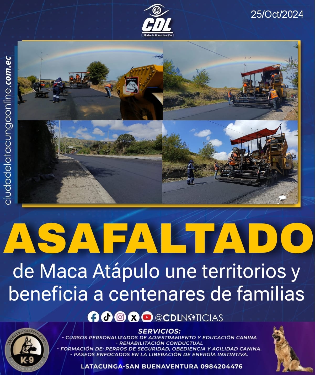Asfaltado de Maca Atápulo une territorios y beneficia a centenares de familias