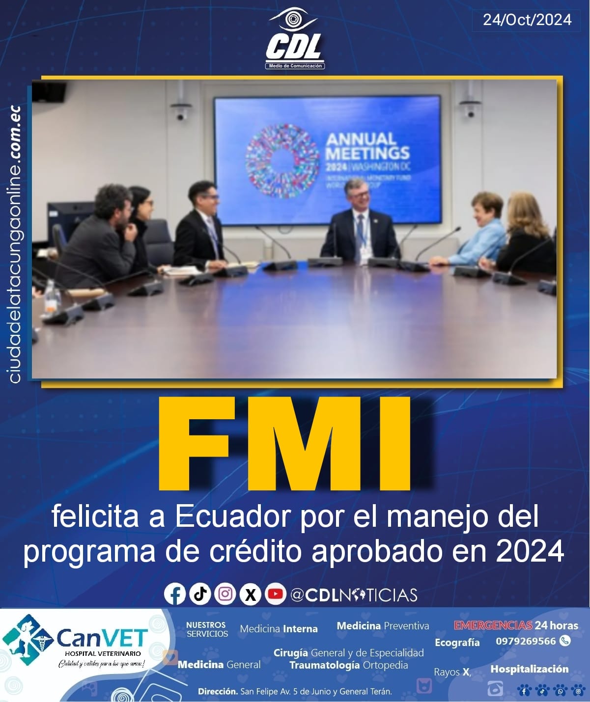 El FMI felicita a Ecuador por el manejo del programa de crédito aprobado en 2024