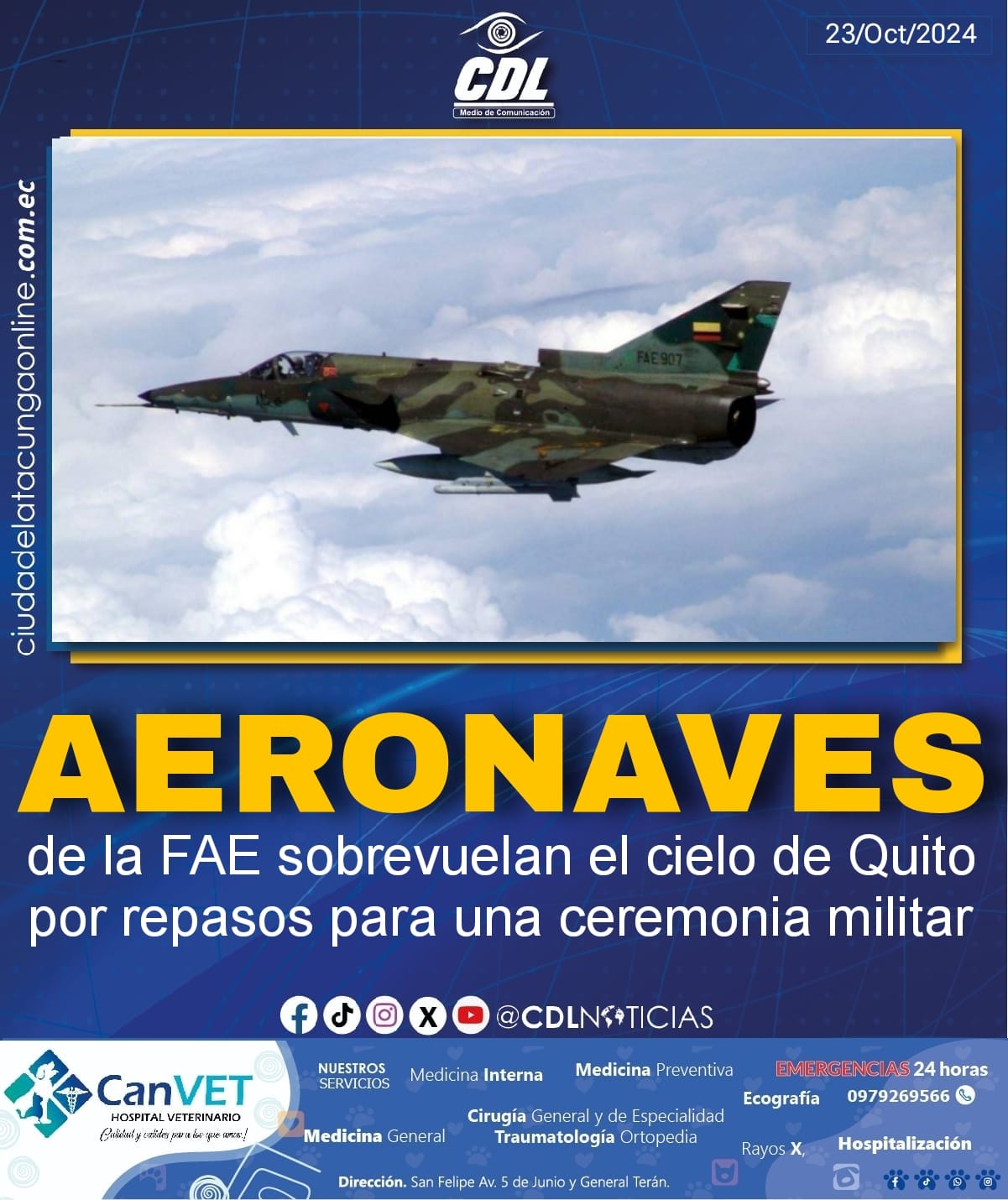 Aeronaves de la FAE sobrevuelan el cielo de Quito por repasos para una ceremonia militar