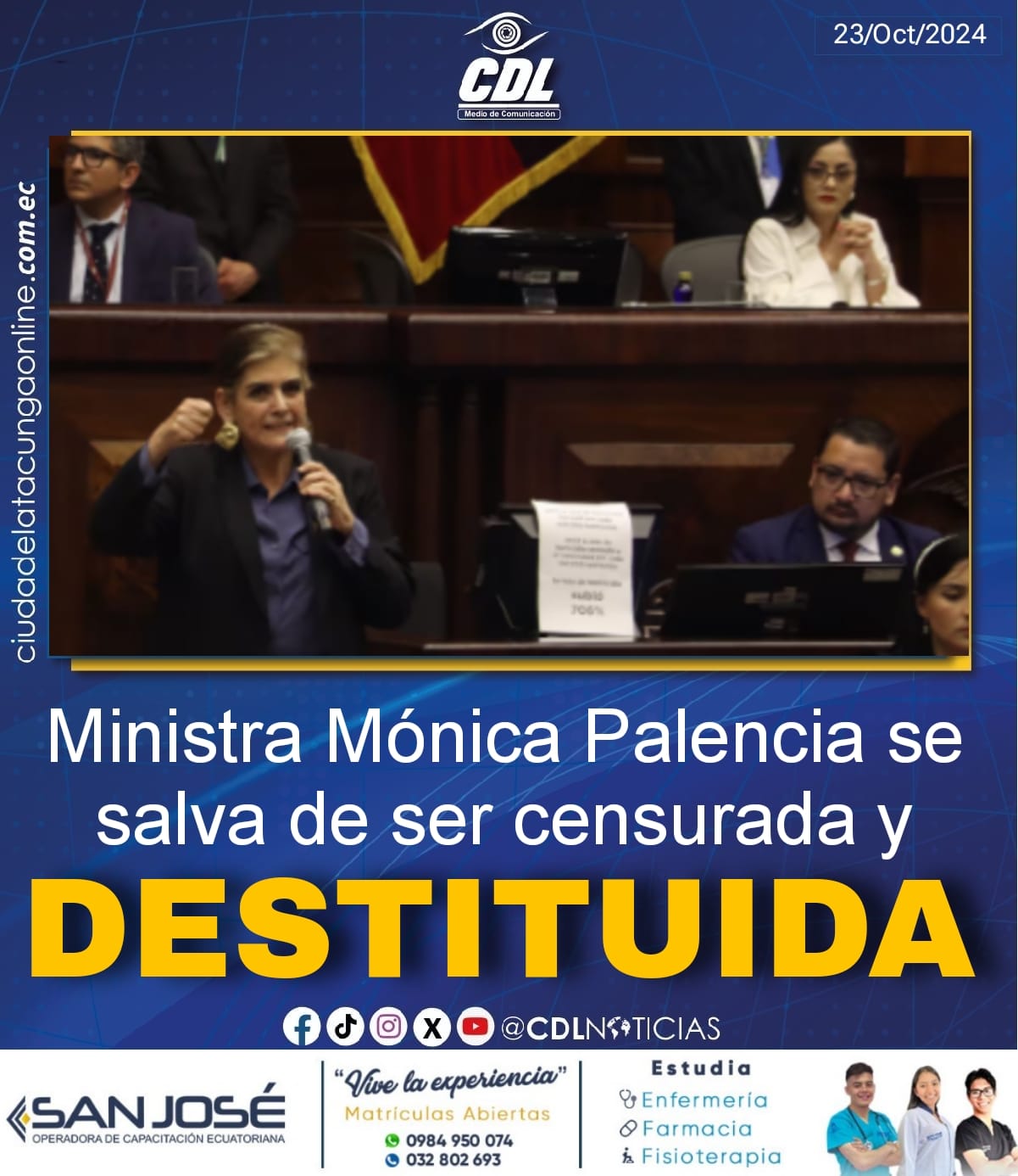 Ministra Mónica Palencia se salva de ser censurada y destituida