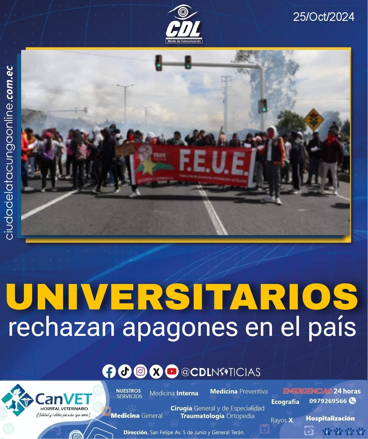 Universitarios rechazan apagones en el país