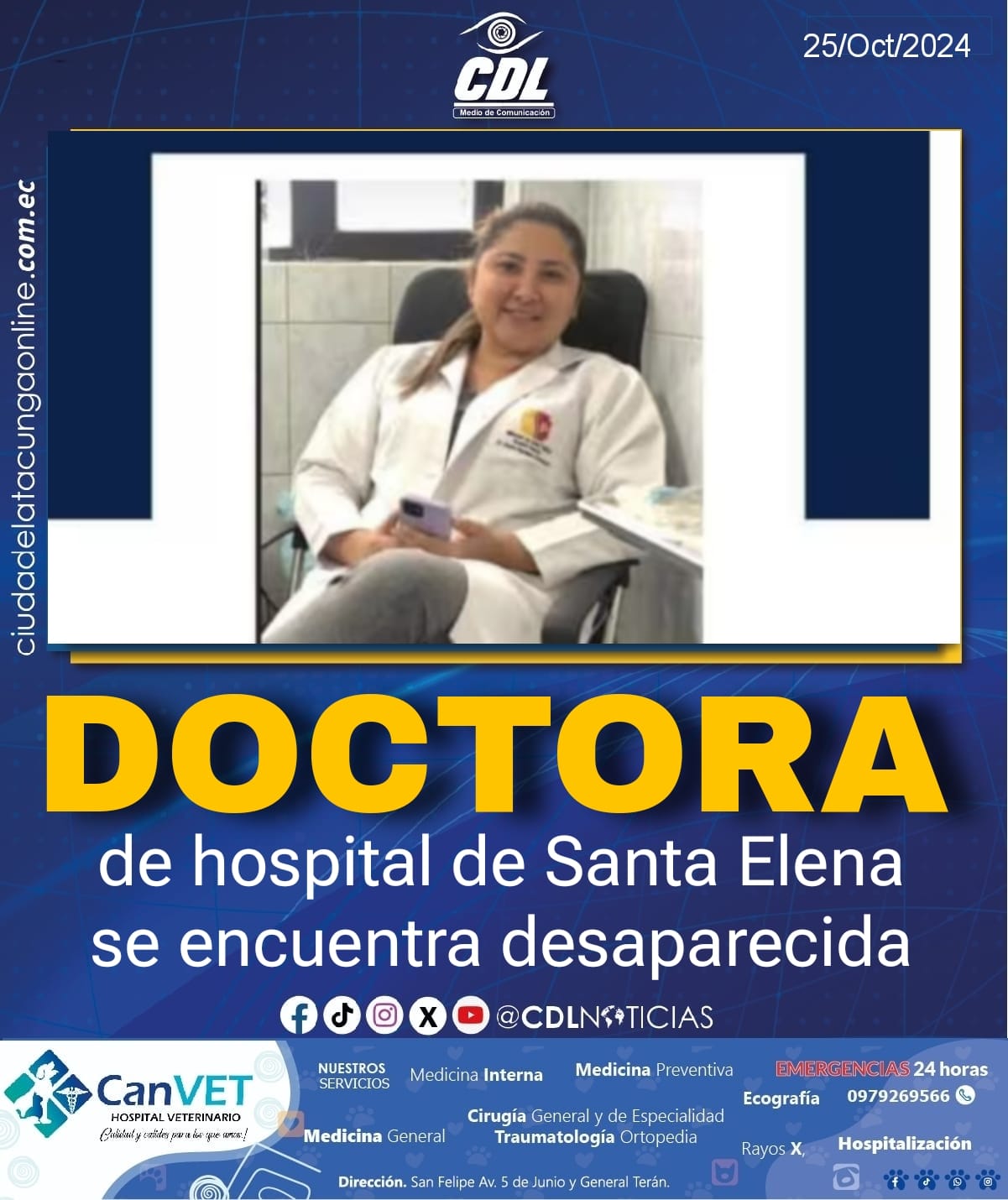 Doctora de hospital de Santa Elena se encuentra desaparecida