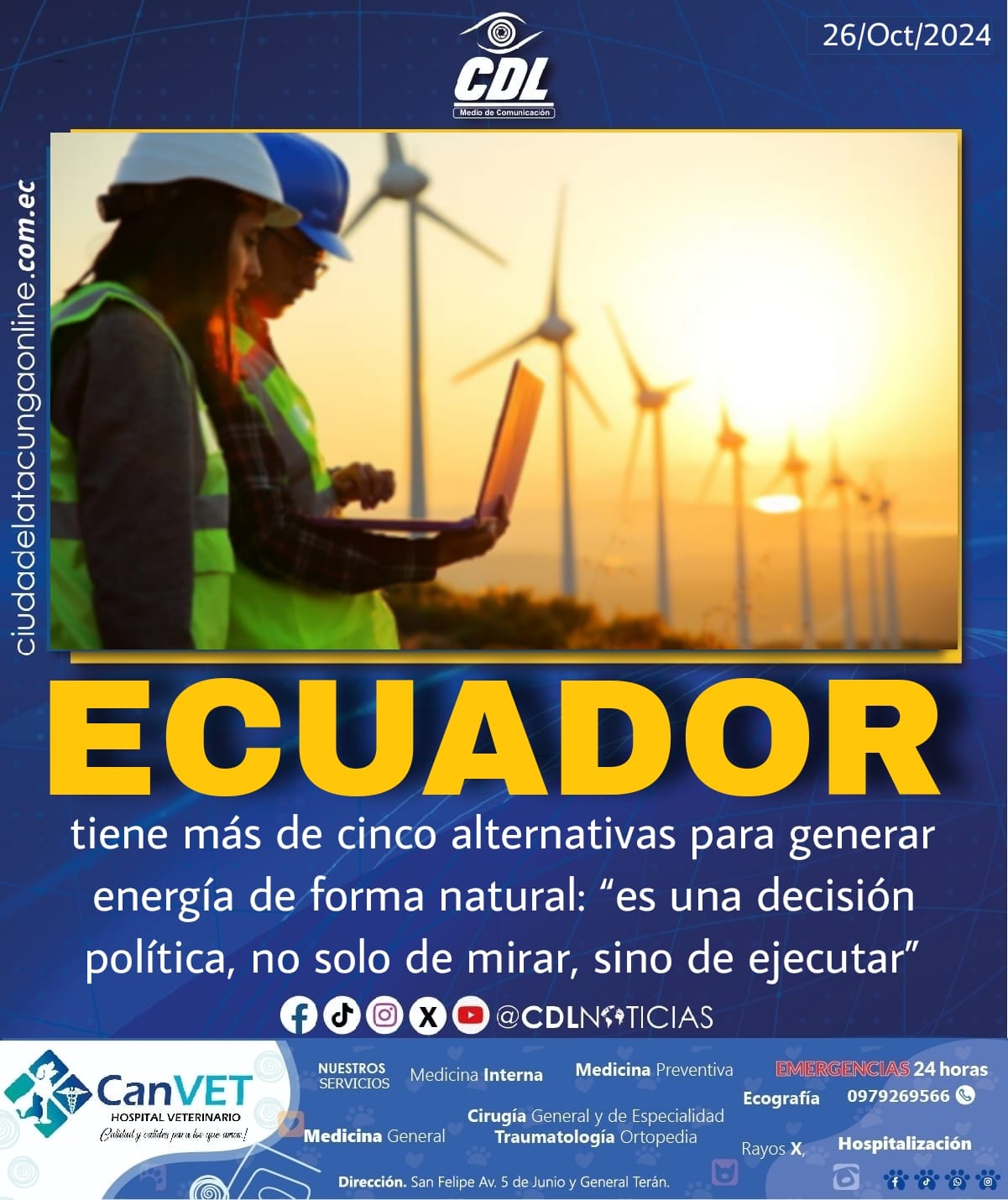 Ecuador tiene más de cinco alternativas para generar energía de forma natural: “es una decisión política, no solo de mirar, sino de ejecutar”