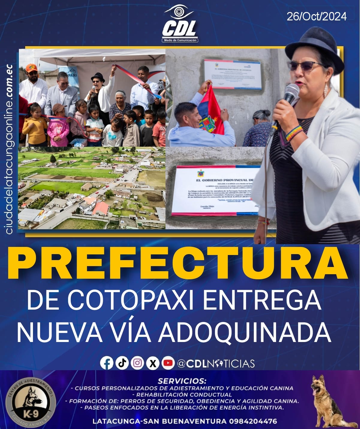 PREFECTURA DE COTOPAXI ENTREGA NUEVA VÍA ADOQUINADA