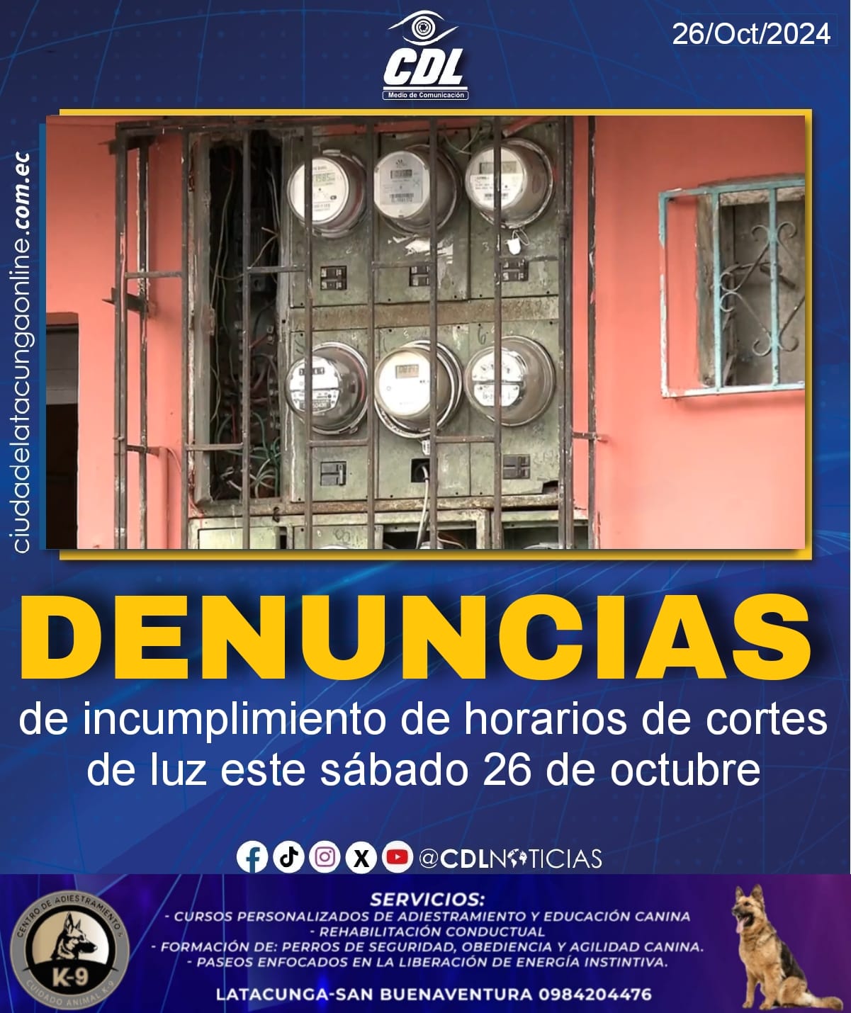 Apagones en Ecuador | Denuncias de incumplimiento de horarios de cortes de luz este sábado 26 de octubre