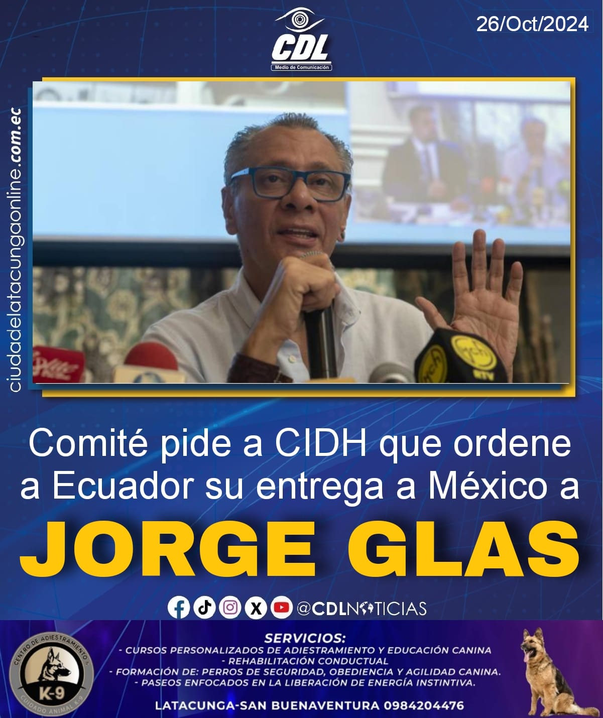 Comité pide a CIDH que ordene a Ecuador su entrega a México a Jorge Glas