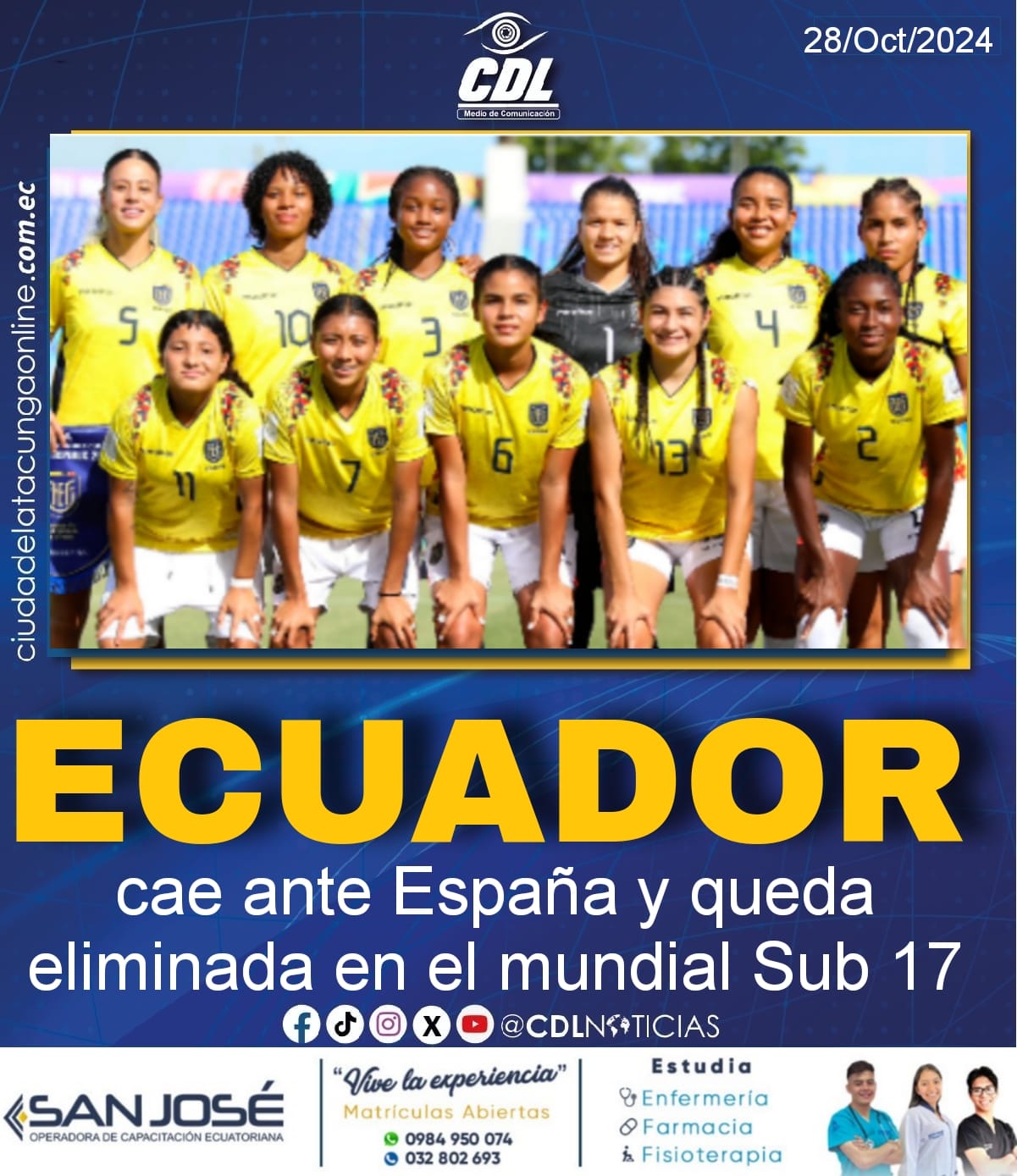 Ecuador cae ante España y queda eliminada en el mundial Sub 17