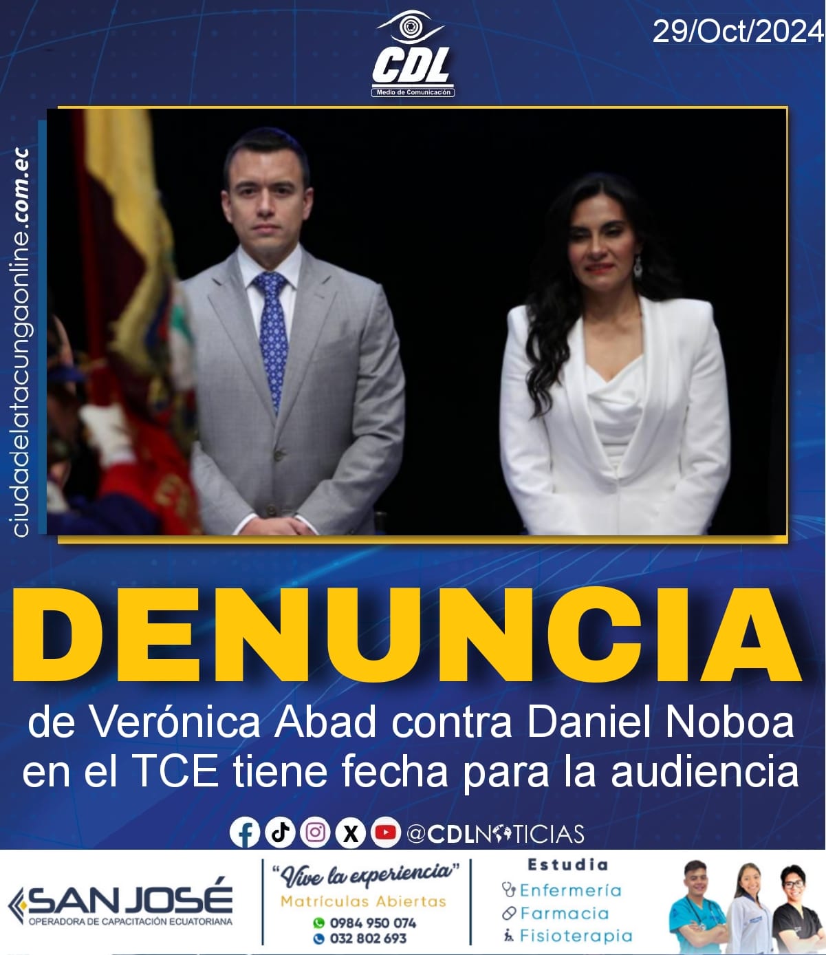 La denuncia de Verónica Abad contra Daniel Noboa en el TCE tiene fecha para la audiencia