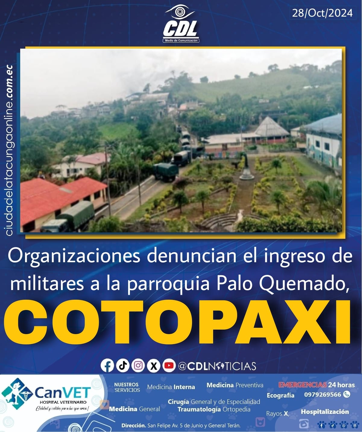 Organizaciones denuncian el ingreso de militares a la parroquia Palo Quemado, Cotopaxi