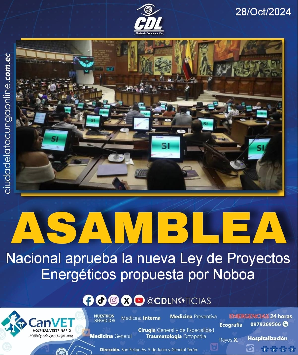 Asamblea Nacional aprueba la nueva Ley de Proyectos Energéticos propuesta por Noboa