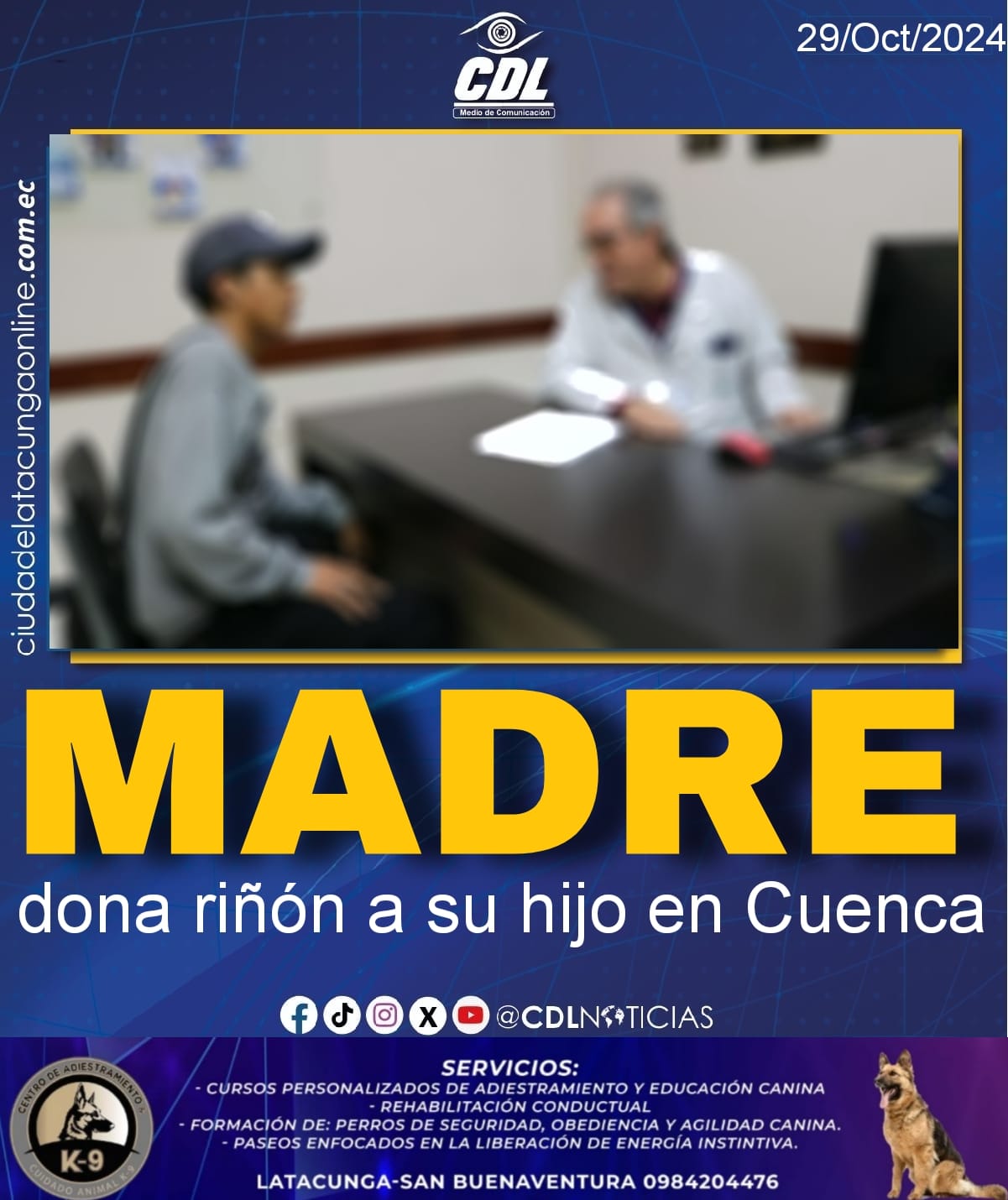 Madre dona riñón a su hijo en Cuenca