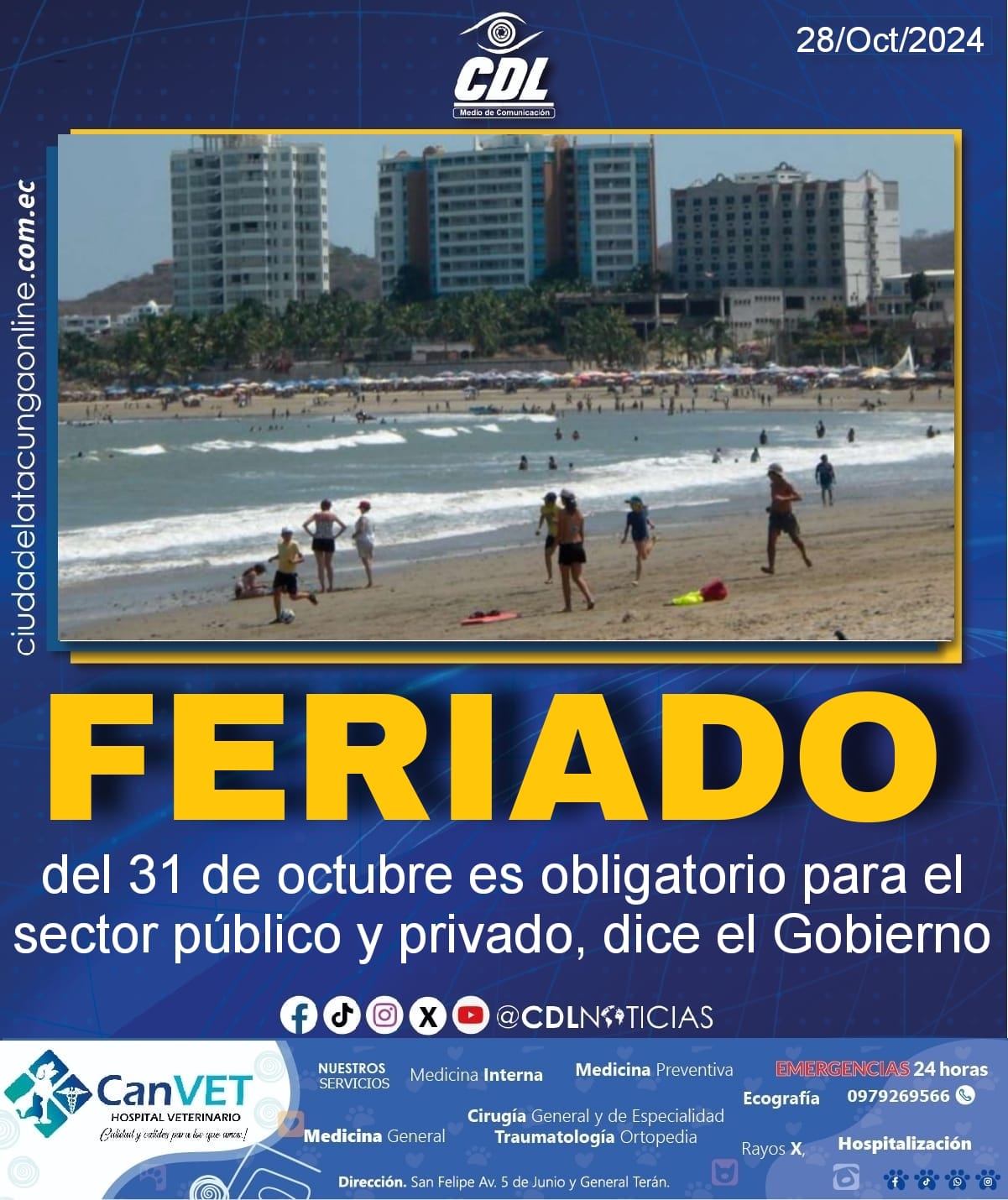 El feriado del 31 de octubre es obligatorio para el sector público y privado, dice el Gobierno