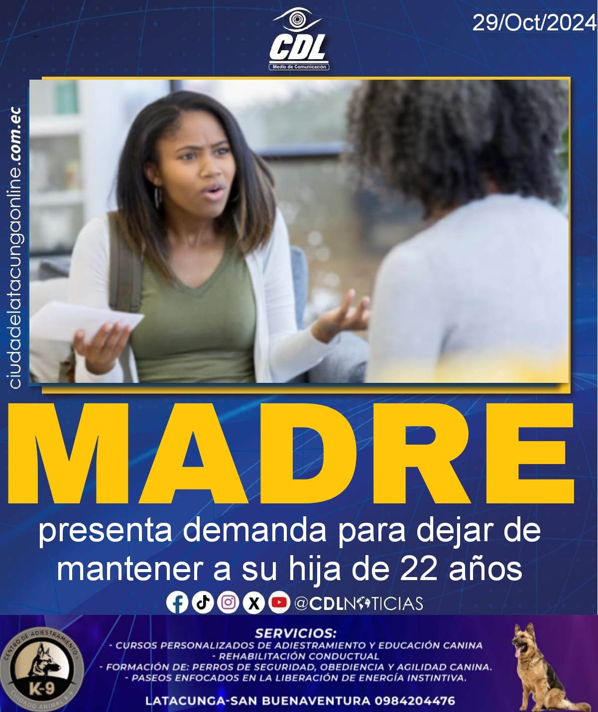 Madre presenta demanda para dejar de mantener a su hija de 22 años