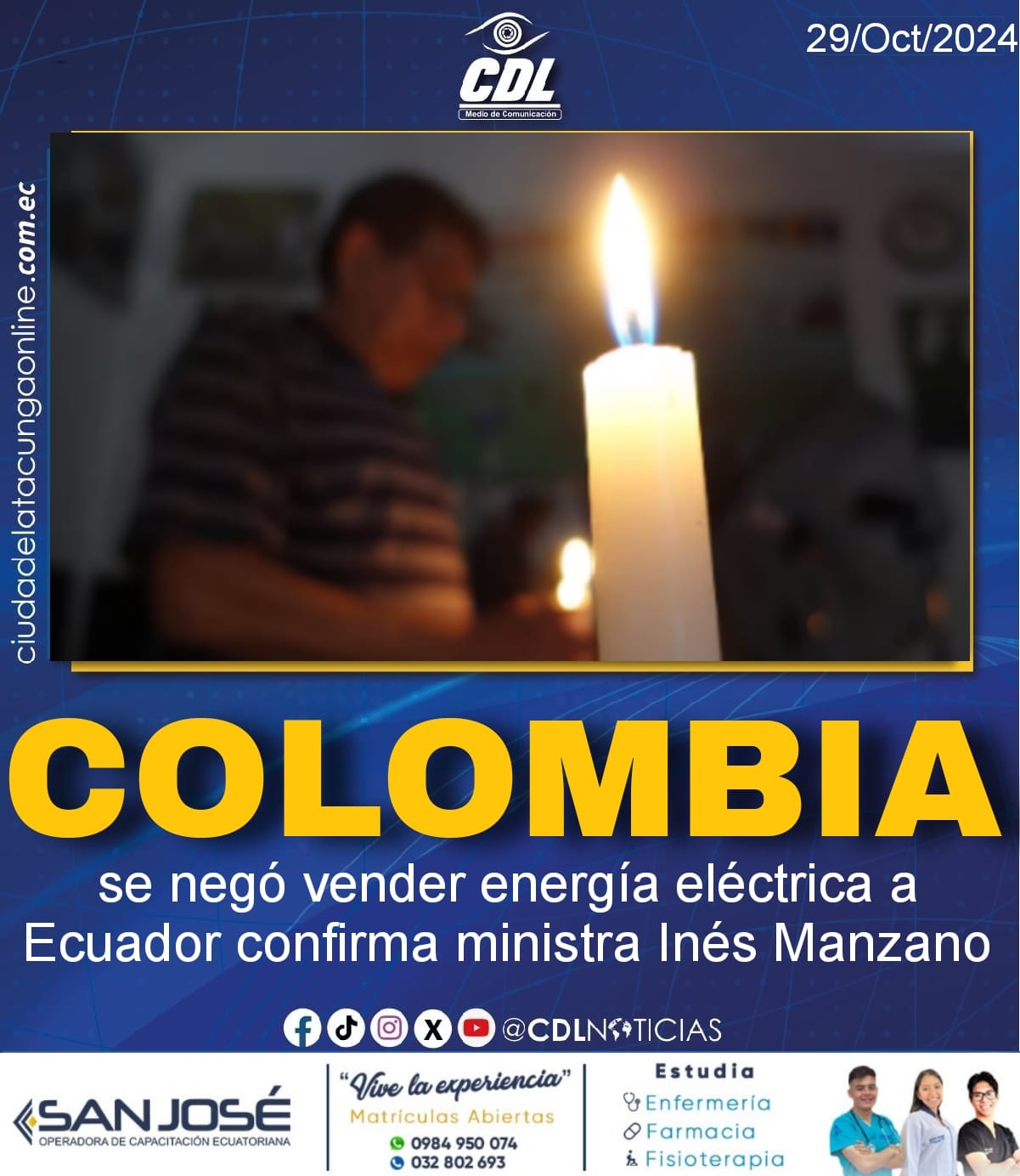 Colombia se negó vender energía eléctrica a Ecuador confirma ministra Inés Manzano