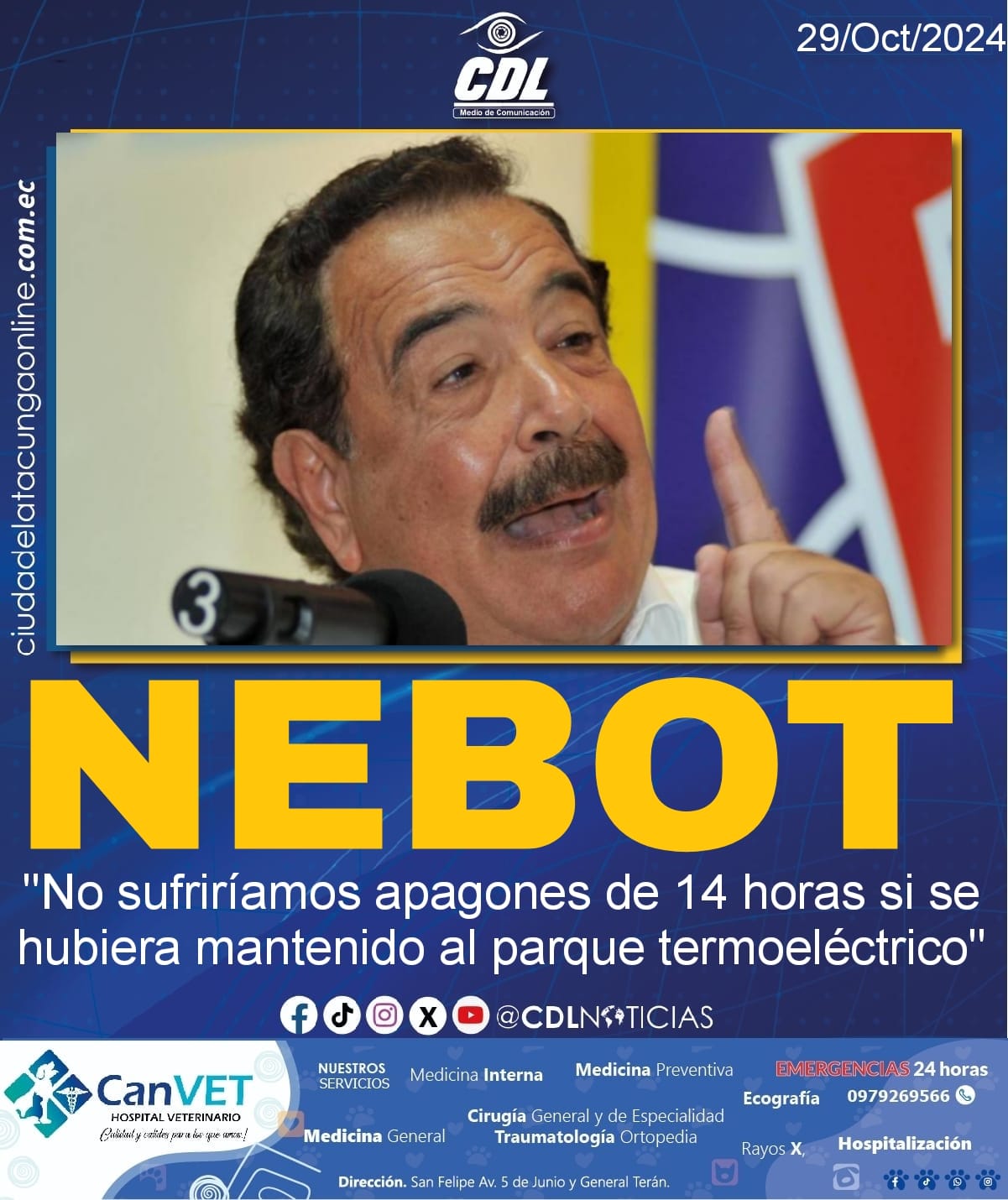 Jaime Nebot: «No sufriríamos apagones de 14 horas si se hubiera mantenido al parque termoeléctrico»