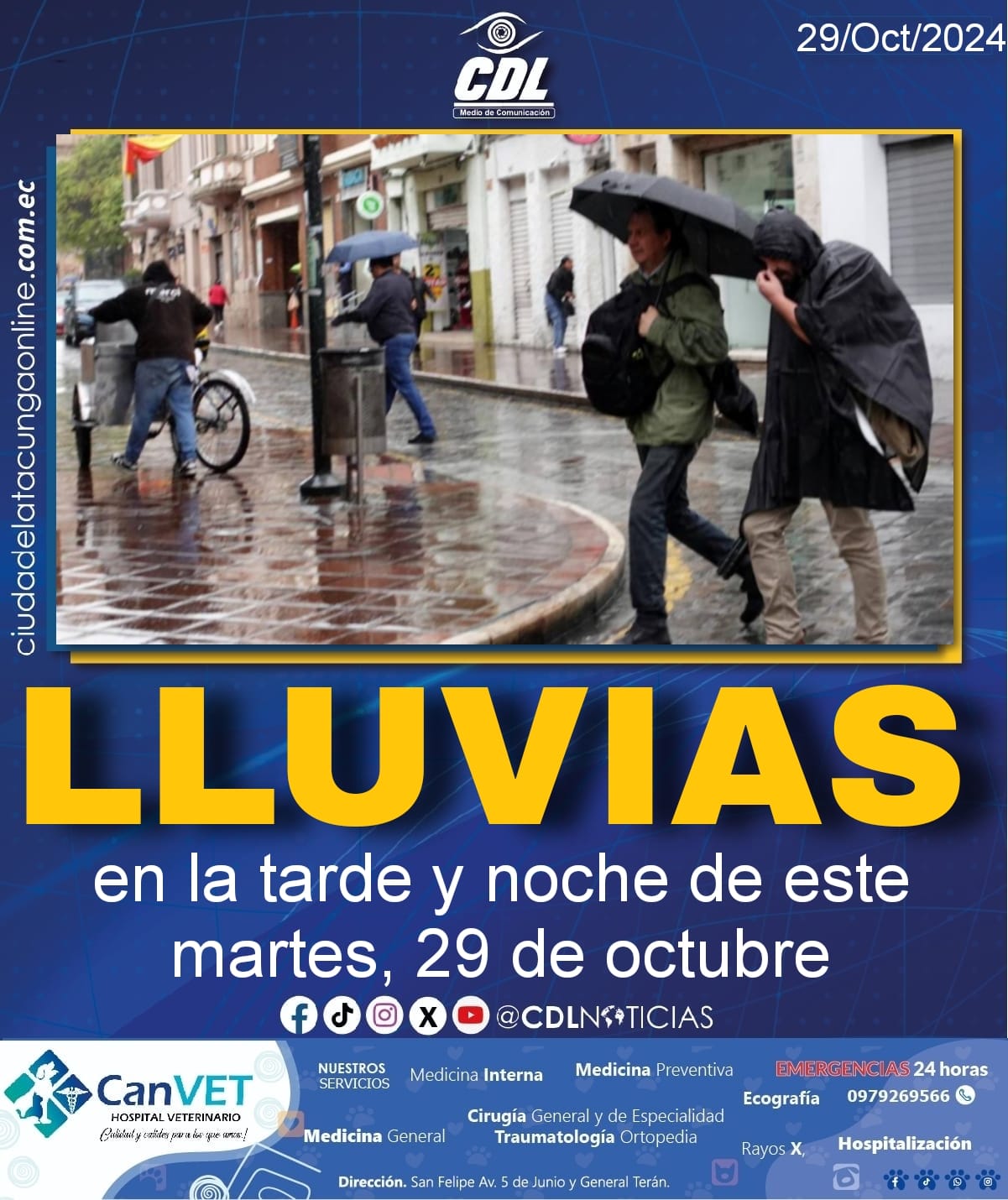 Clima en Ecuador: lluvias en la tarde y noche de este martes, 29 de octubre