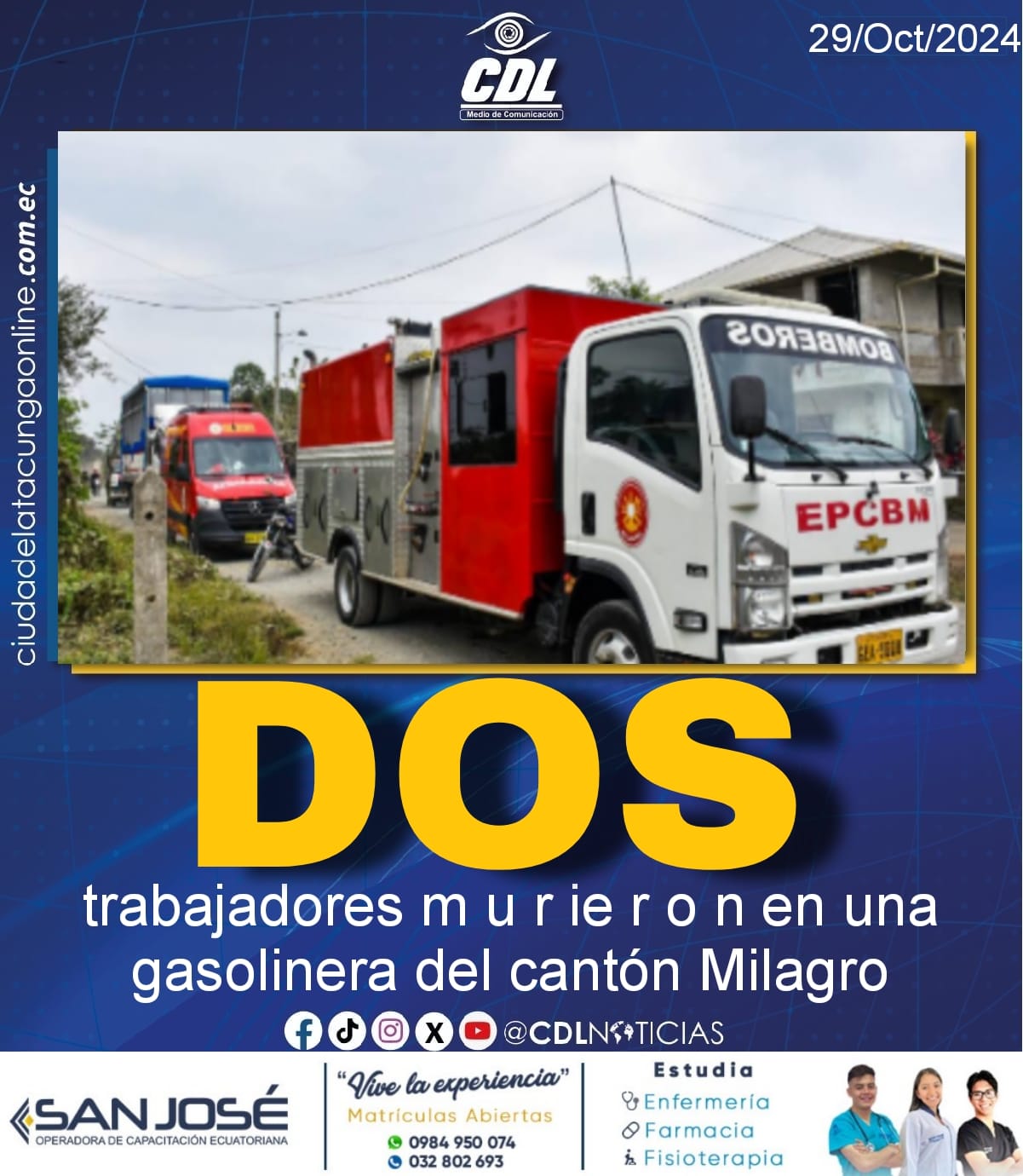 Dos trabajadores m u r ie r o n en una gasolinera del cantón Milagro