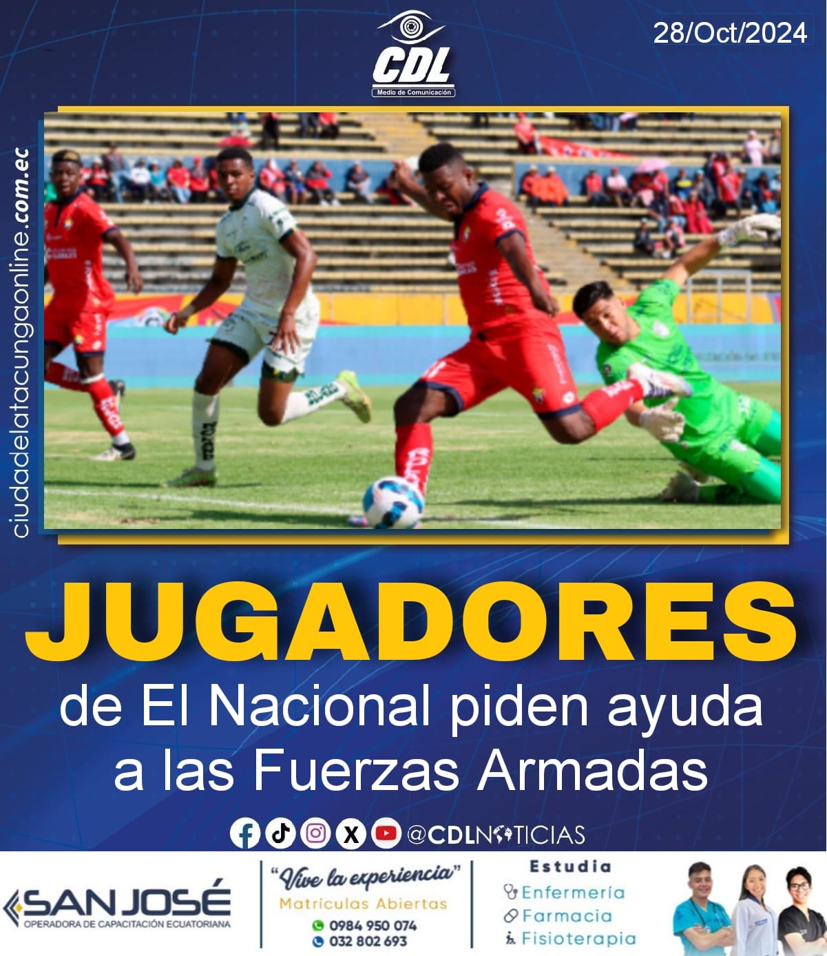 Jugadores de El Nacional piden ayuda a las Fuerzas Armadas