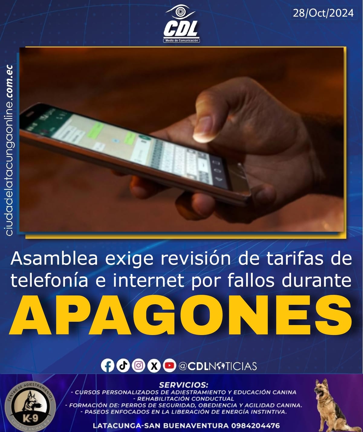 La Asamblea exige revisión de tarifas de telefonía e internet por fallos durante apagones